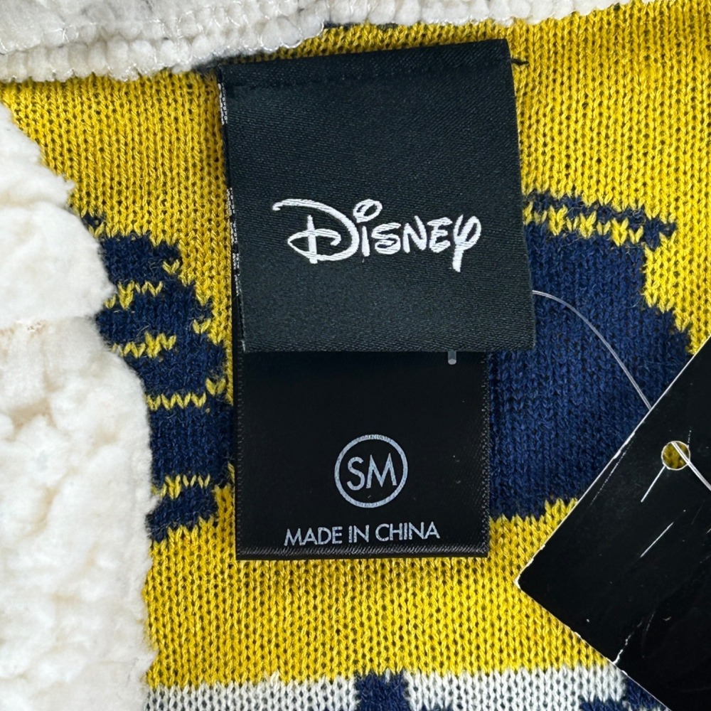 Hot Topic Disney Winnie the Pooh Cardigan Women SM Blue Fair Isle Sherpa Hood - Picture 3 of 15
